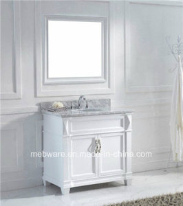 Floor Mounted Solid Wood Bahtroom Vanity with Marble Countertop